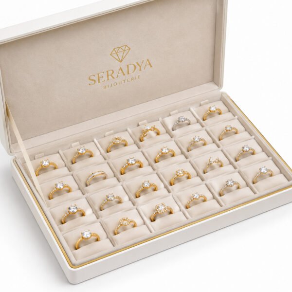 Premium 14K Gold Plated Stainless Steel Women’s Zircon Ring – Wholesale Jewelry